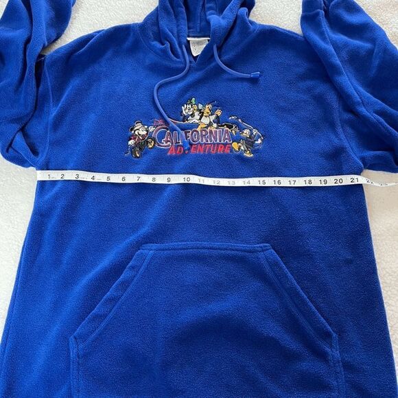 Vintage Disneyland California Adventure Hoodie Unisex M Blue Fleece Pullover - Picture 9 of 12